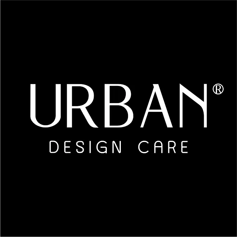 Logótipo URBAN Design Care com tipografia minimalista em branco sobre fundo preto
